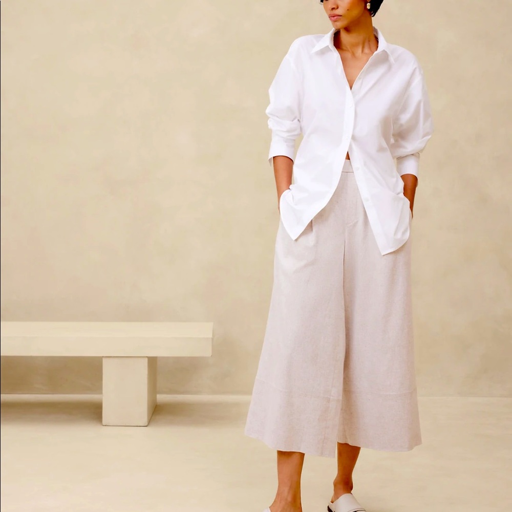 Banana Republic Linen-blend Easy Wide-led Crop Pant